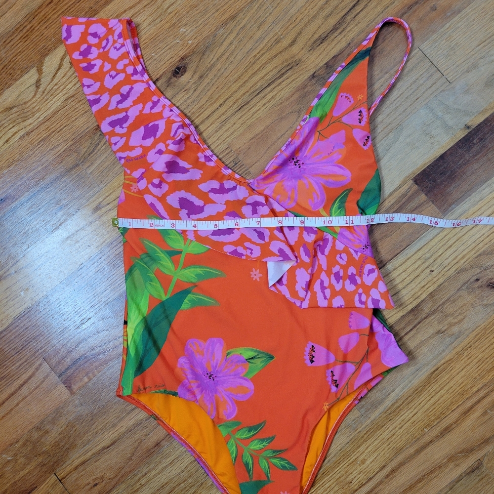 NWT Farm Rio Tropical Print With Ruffle One Piece Swimsute Size S - Picture 9 of 14
